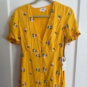 Privacy Please yellow embroidered sundress S NEW